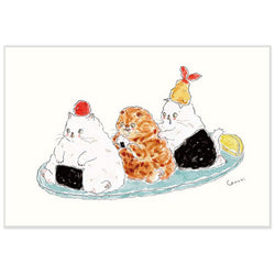 Carte de Vœux Chat Komugi - Onigiri | Moshi Moshi Papeterie