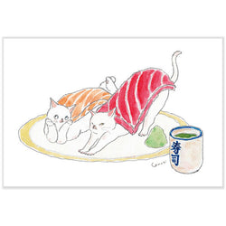 Carte de Vœux Komugi - Chat Sushi | Moshi Moshi Paris Japan