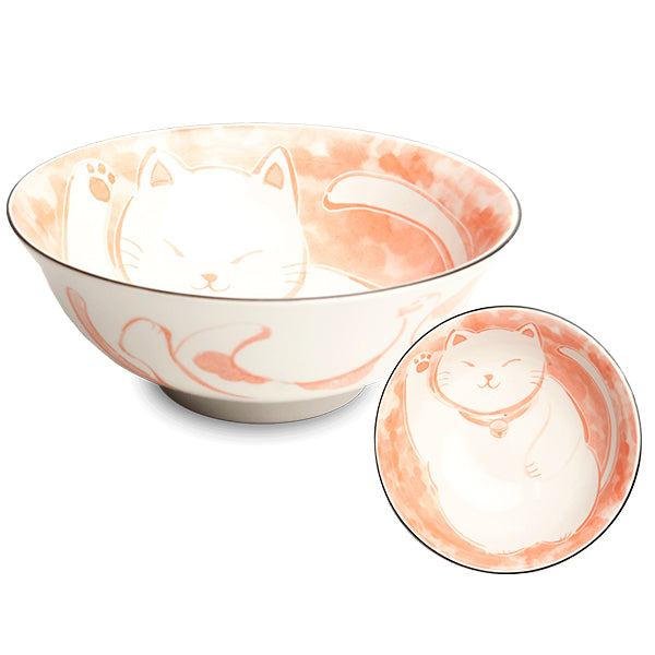 Bol Ramen Chat Rose - Vaisselle Japonaise | Moshi Moshi