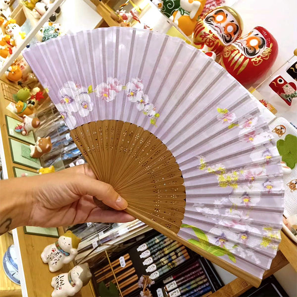 Eventail Japonais Orchidée - Soie Bambou | Moshi Moshi Paris Boutique