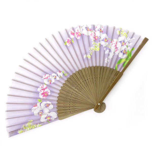 Eventail Japonais Orchidée - Soie Bambou | Moshi Moshi Paris Boutique