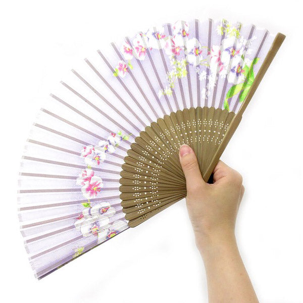 Eventail Japonais Orchidée - Soie Bambou | Moshi Moshi Paris Boutique