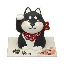 Figurine Shiba Salutation Noir - Décoration Japonaise | Moshi Moshi