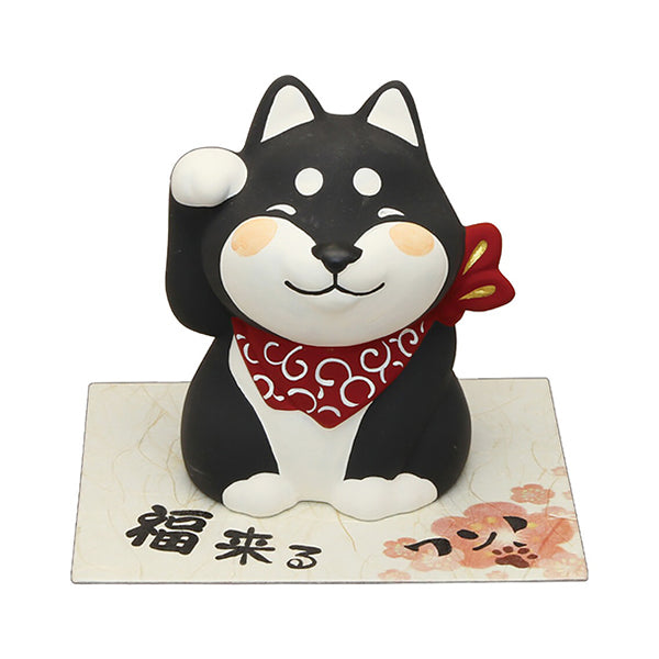 Figurine Shiba Salutation Noir - Décoration Japonaise | Moshi Moshi