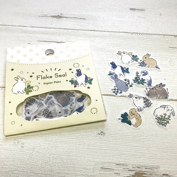 Stickers Moriyama Motoko - Rabbit & Wild Flowers | Moshi Moshi