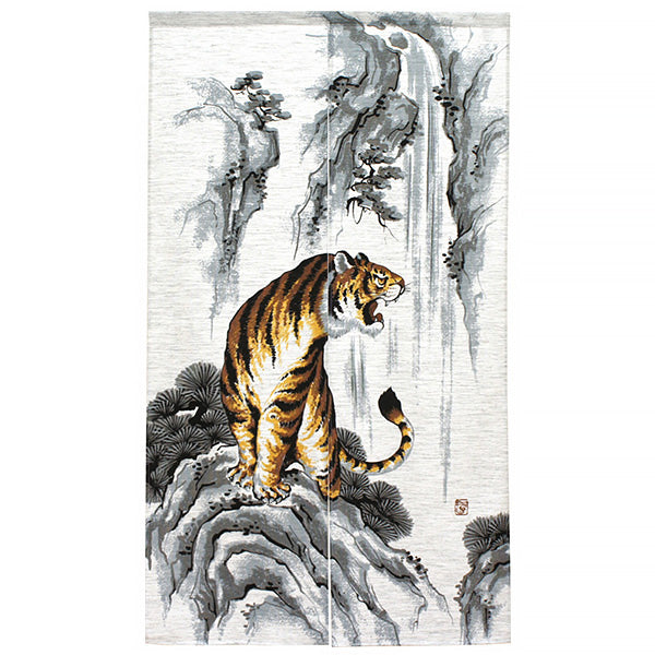 Noren Tiger On A Rock - Déco Japonaise | Moshi Moshi Paris