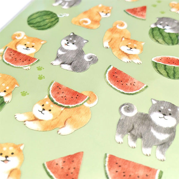 Stickers Shiba Watermelon - Papeterie Japonaise | Moshi Moshi Paris