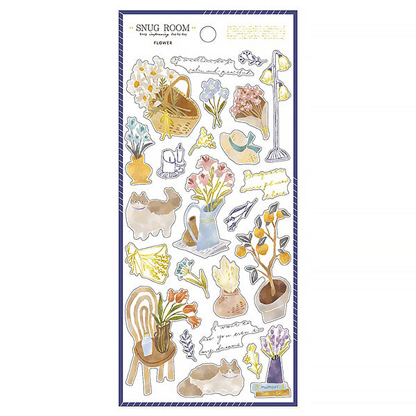 Stickers Snug Room Chat - Flowers | Moshi Moshi Papeterie Paris