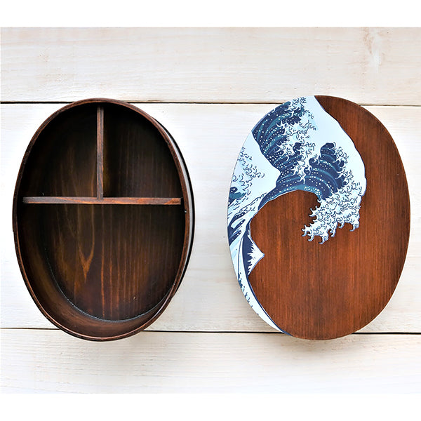 Bento Box La Grande Vague, Hokusai - Bois Naturel | Moshi Moshi 
