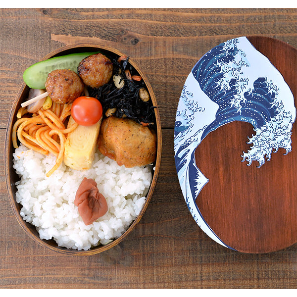 Bento Box La Grande Vague, Hokusai - Bois Naturel | Moshi Moshi 