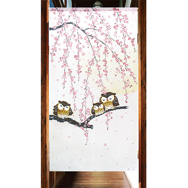 Noren Japonais - Cherry Blossom & Owl | Moshi Moshi 