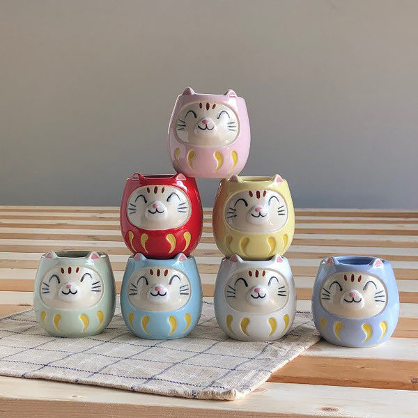 Tasse Lucky Cat Daruma, Bleu - Mino Ware | Moshi Moshi Paris Japan