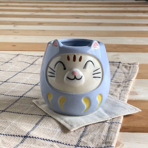Tasse Lucky Cat Daruma, Bleu - Mino Ware | Moshi Moshi Paris Japan