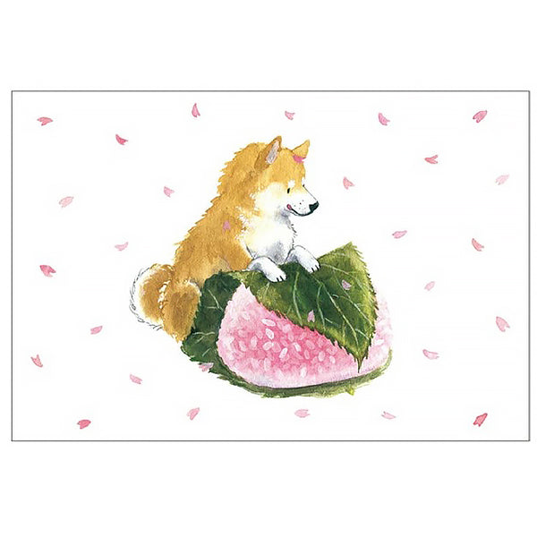 Carte de Vœux Shiba Inu - Sakura Mochi | Moshi Moshi Paris