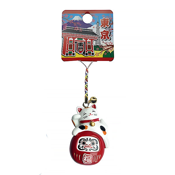 Porte Clef Netsuke Rétro - Daruma Maneki Neko | Moshi Moshi Paris
