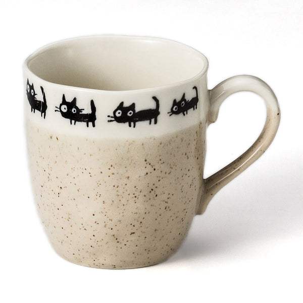 Tasse Chat Kuroneko Beige - Made in Japan | Moshi Moshi Boutique 