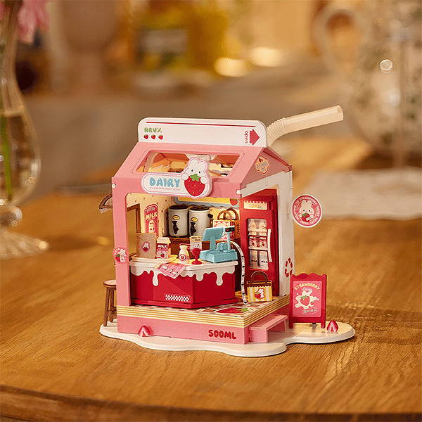 Rolife Strawberry Milk Box - Maison Miniature | Moshi Moshi Paris