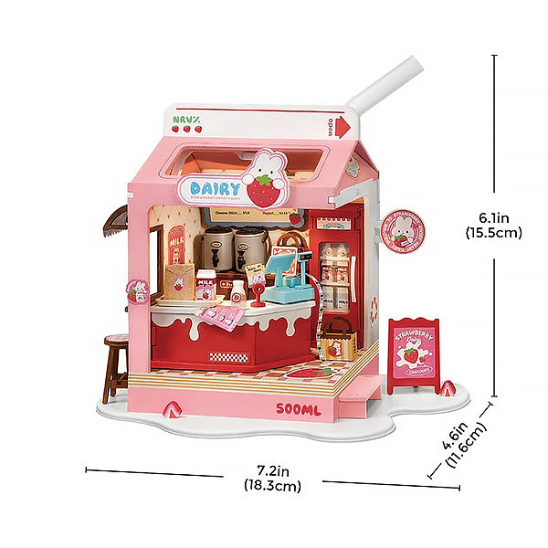 Rolife Strawberry Milk Box - Maison Miniature | Moshi Moshi Paris
