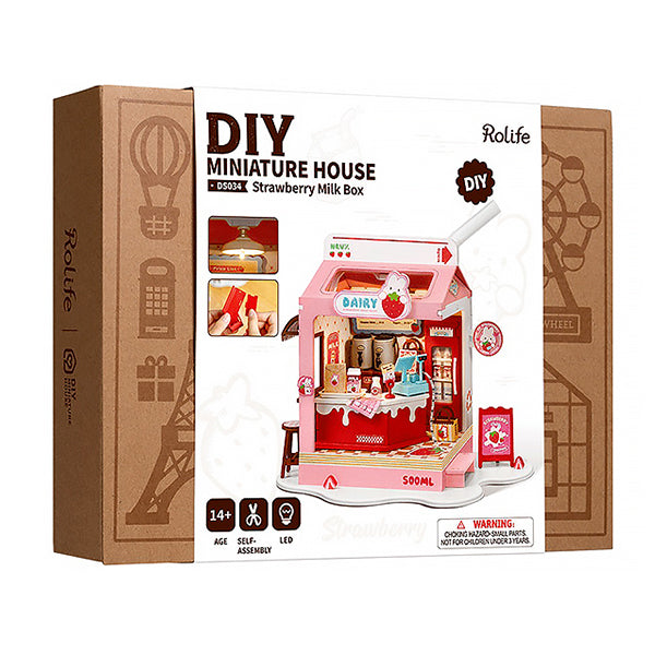Rolife Strawberry Milk Box - Maison Miniature | Moshi Moshi Paris