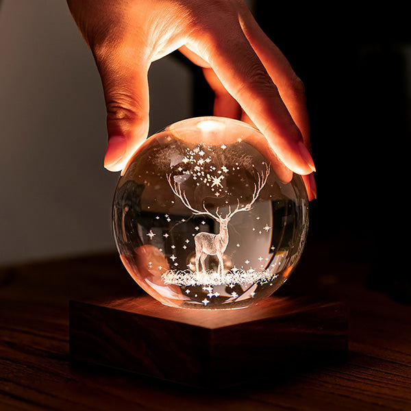 Lampe Amber Crystal - Cerf, Noyer | Moshi Moshi Paris Boutique