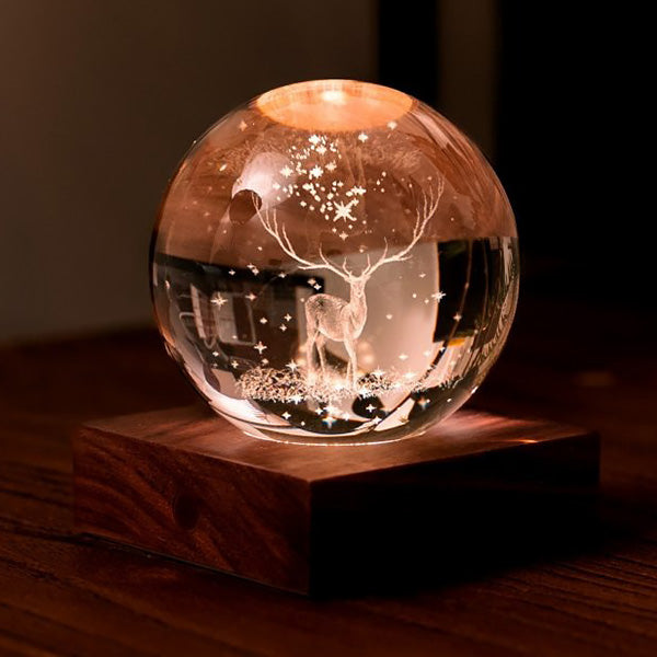 Lampe Amber Crystal - Cerf, Noyer | Moshi Moshi Paris Boutique