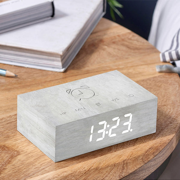Réveil Click Clock Tactile Gingko - Bois Bouleau | Moshi Moshi Paris