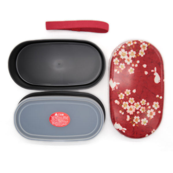 Bento Box Usagi & Sakura Rouge, 830ml - Made in Japan | Moshi Moshi 