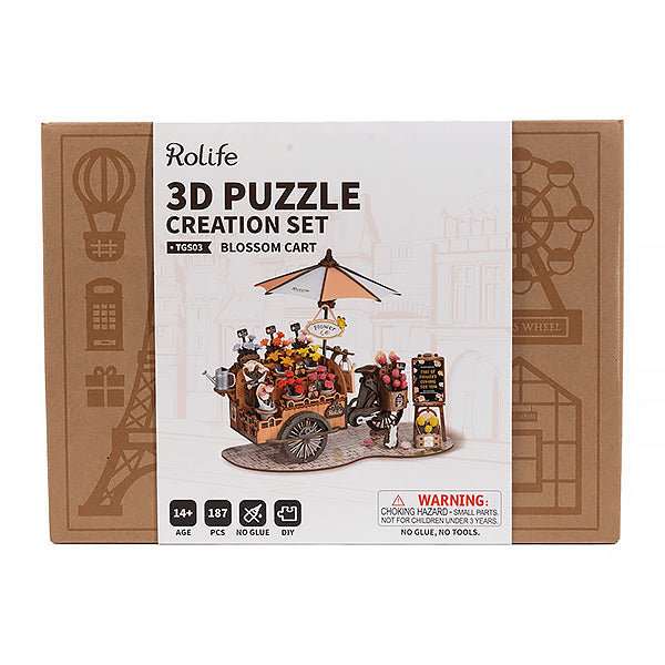 Rolife Blossom Cart - 3D Wooden Puzzle | Moshi Moshi Paris