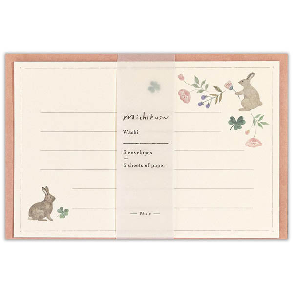 Mini Papier Lettre Enveloppe Japonais - Michikusa Lapin | Moshi Moshi