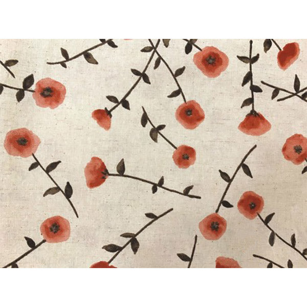 Tissu Japonais Coquelicot - Beige | Moshi Moshi Boutique Paris