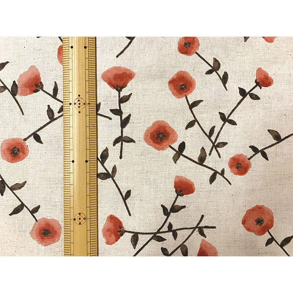 Tissu Japonais Coquelicot - Beige | Moshi Moshi Boutique Paris