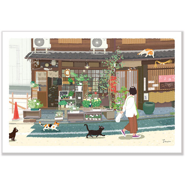 Carte Postale Chat - Flower Shop Kyoto | Moshi Moshi Paris