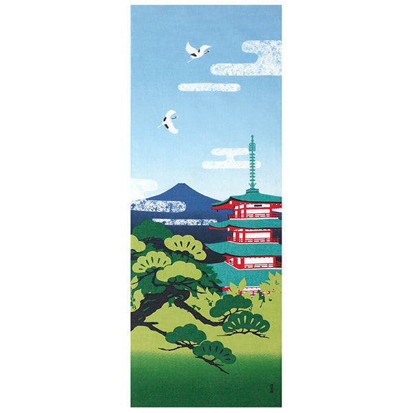 Tenugui Summer Five Story Pagoda Fuji - Japan | Moshi Moshi Paris