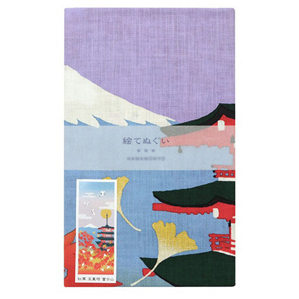 Tenugui Autumn Five Story Pagoda Fuji - Japan | Moshi Moshi Paris