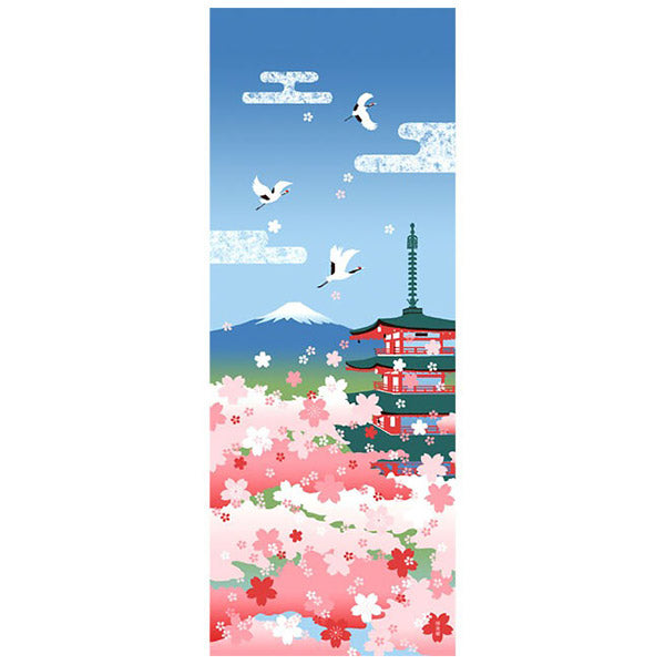 Tenugui Spring Five Story Pagoda Fuji - Japan | Moshi Moshi Paris