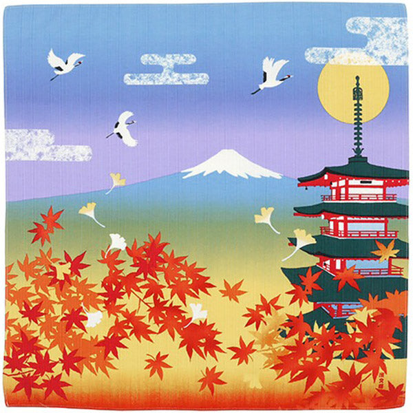 Furoshiki Japon - Autumn Five Story Pagoda Fuji | Moshi Moshi Paris