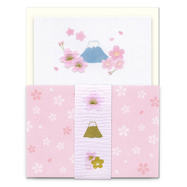 Papier Lettre & Enveloppe Japonais - Sakura Mont Fuji | Moshi Moshi 