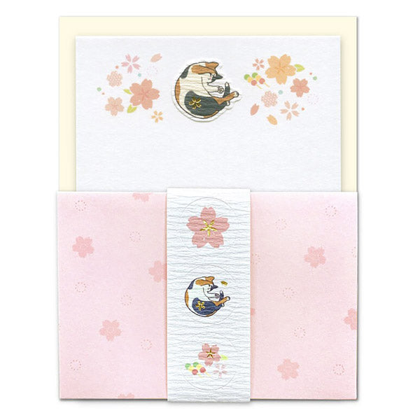 Set Mini Papier Lettre & Enveloppe - Sakura Chat | Moshi Moshi Paris