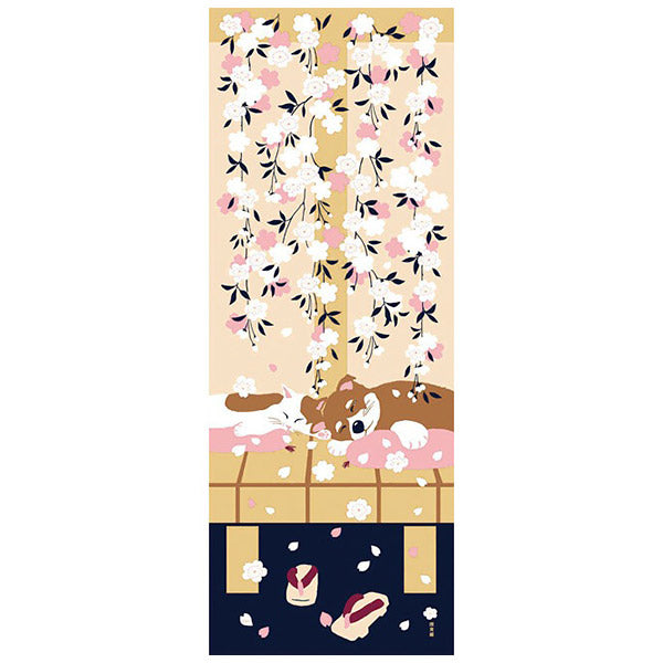 Tenugui Shiba Inu & Cat Spring - Design et Kawaii | Moshi Moshi Paris