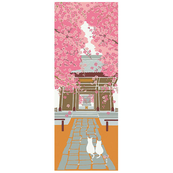 Tenugui Chat Sakura Biyori - Made in Japan | Moshi Moshi Paris 