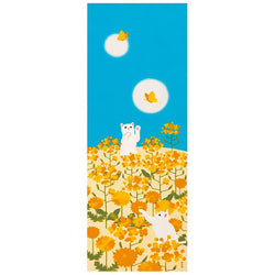 Tenugui Chat Tournesol - Déco Japonaise | Moshi Moshi Paris