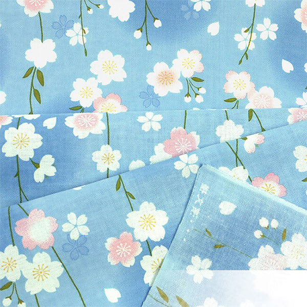 Tenugui Fleur de Cerisier - Bleu | Moshi Moshi Boutique Japonaise