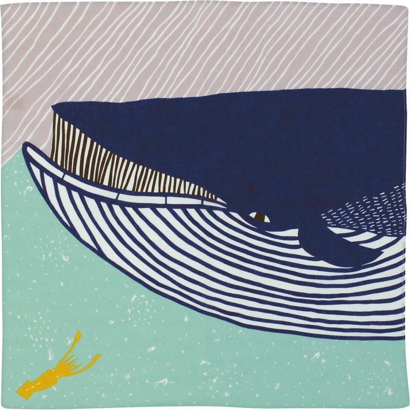 Furoshiki, tissu emballage cadeau, Kata Kata Baleine Bleue | Moshi Moshi