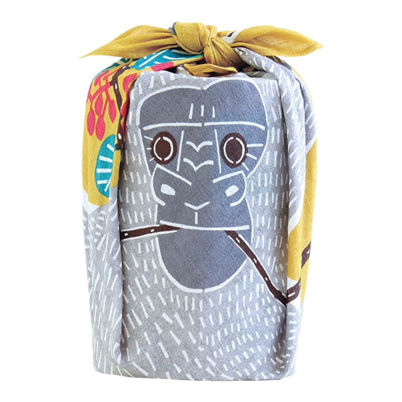 Furoshiki, tissu emballage cadeau, Kata Kata Gorille jaune | Moshi Moshi