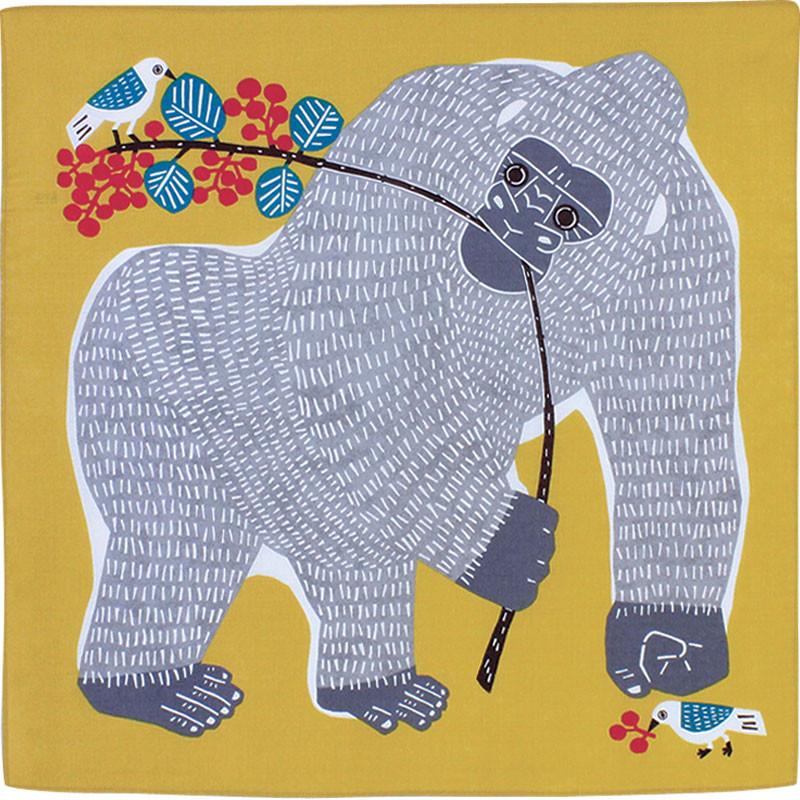 Furoshiki, tissu emballage cadeau, Kata Kata Gorille jaune | Moshi Moshi