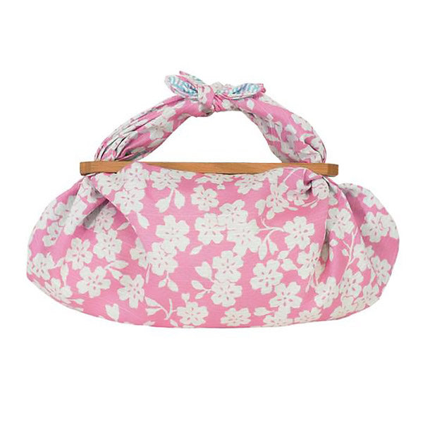Furoshiki Réversible - Sakura Rose Claire & Vague Bleue 1m | Moshi Moshi Paris