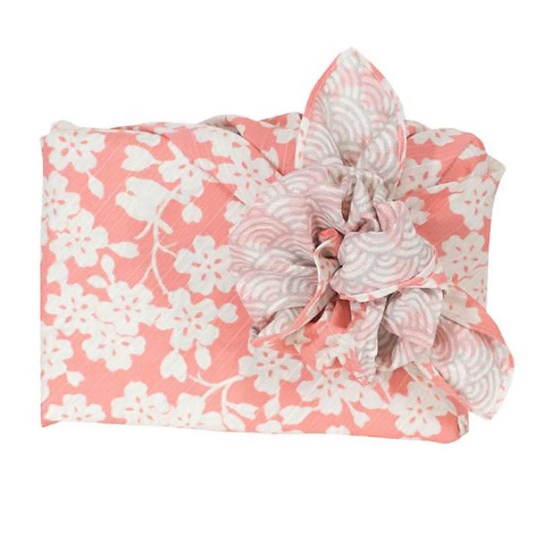 Furoshiki Réversible - Sakura Rose & Vague | Moshi Moshi Paris