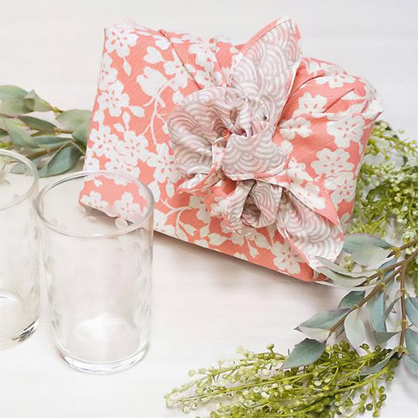 Furoshiki Réversible - Sakura Rose & Vague | Moshi Moshi Paris