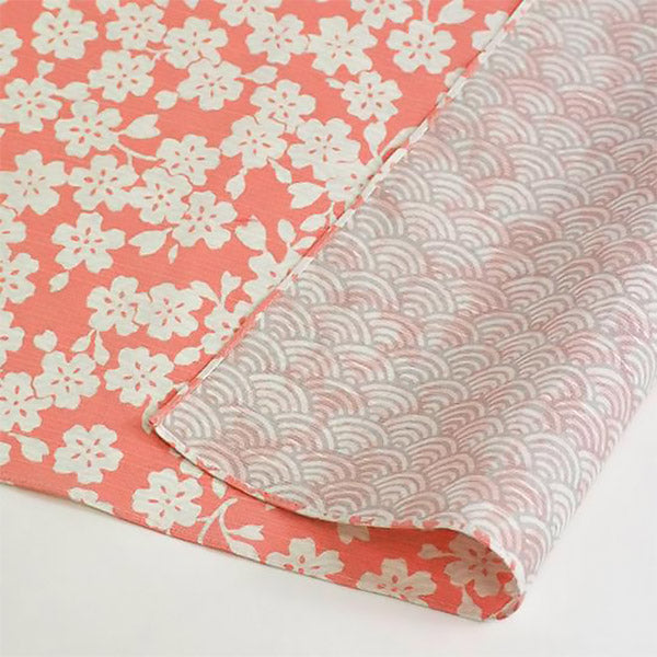 Furoshiki Réversible - Sakura Rose & Vague | Moshi Moshi Paris
