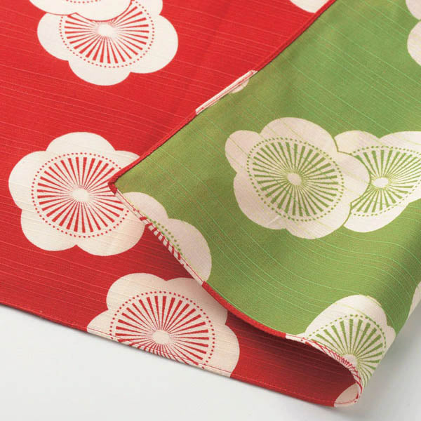 Furoshiki Réversible - Abricot Rouge & Vert | Moshi Moshi Paris Japan
